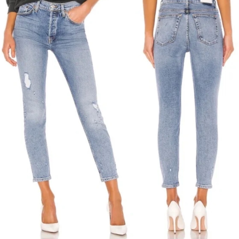 Re/Done Originals High Rise Ankle Crop Jean Size 28